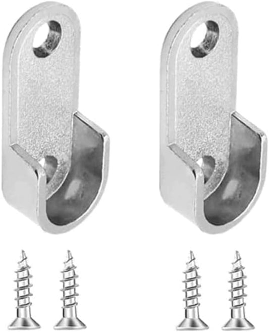 Royal Apex Oval Closet Rod End Flange Bracket Supports Furniture Hardware Accessories Wardrobe Tube Support Bracket with Screws Clothes Hanging Rod Holder (Pack of 2)