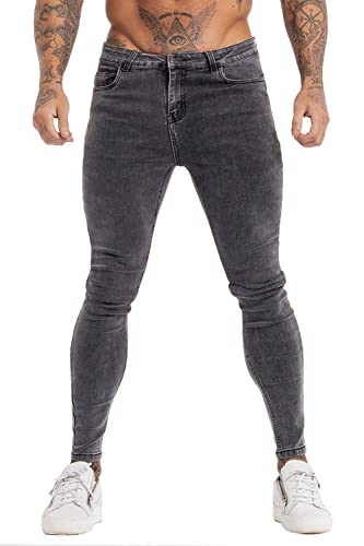 GINGTTO Men's Skinny Stretch Jeans Slim Fit Ripped Pants For Men Elastic Waist