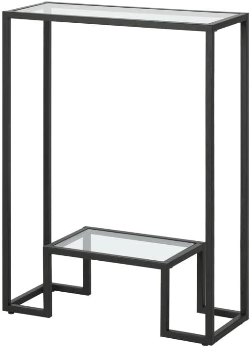 JOHN'SDECOR Console Table Pre Assembled Glass Shelves with Metal Frame Entrance Console Table Sofa Side Table Hallway Console Table Modern Entryway Console Table (Small 55 x 20 x 70 Cm)