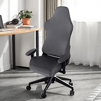 SARAFLORA Polyester Solid Stretch Washable Computer Chair Slipcovers for Universal Rotating for Boss, Office Chair (Large, Black)