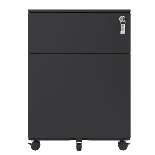 Uneeruiqy Mobile File Cabinet with Lock Wheels for Legal/Letter/A4 Size 2 Drawer Steel File Cabinet for School Office Living Room Black