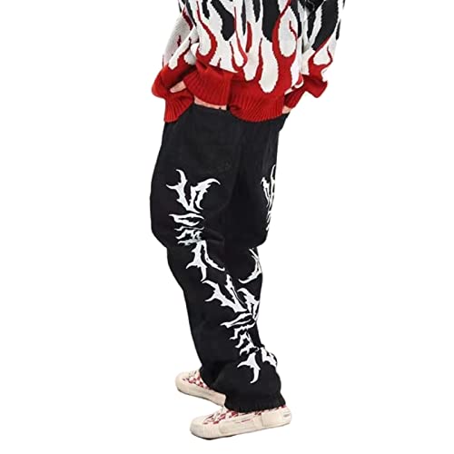 FantasyGears Y2k Jeans Men Grunge Hip Hop Baggy Pants Straight Leg Graphic Denim Joggers Loose Goth Trousers Streetwear