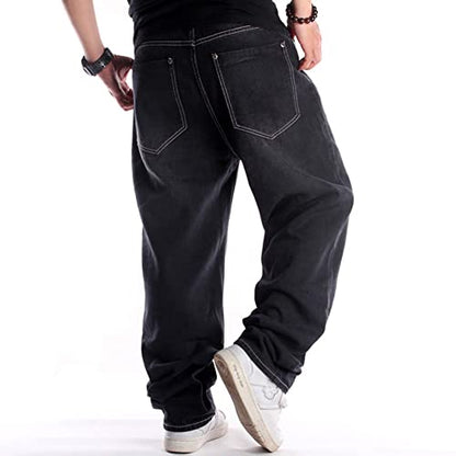 Ruiatoo Men's Classic Baggy Jeans Daily Loose Denim Jeans Hip Hop Dance Jogging Long Casual Pants