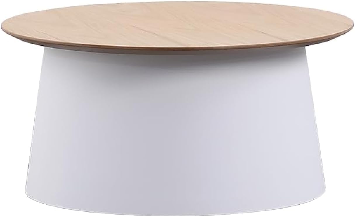 Daamudi KAI Round Table, Minimalist Center Table or Coffee Table for Home & Office, Low Sofa Side Table, End Table, Couch TeaTable for Living Room, Bedroom or Office Space (WHITE, MEDIUM)