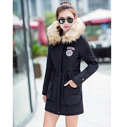 Yudesundo Down Padded Jackets for Women - Parka Winter Wear Overcoat Warm Waist Slim Fit Full Zipped Casual Faux Fur Lined Long Jackets