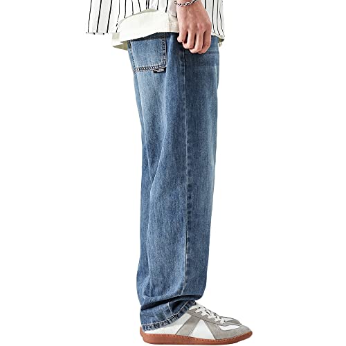 DOSLAVIDA Men's Baggy Jeans Loose Fit Ripped Distressed Jean Relaxed Skateboard Denim Pants with Holes