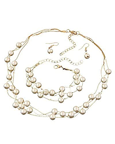 Shining Diva Fashion Pearl Jewellery Set for Women (White) (sd8431s)