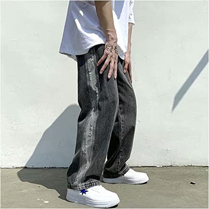 FantasyGears Y2k Jeans Men Grunge Hip Hop Baggy Pants Straight Leg Graphic Denim Joggers Loose Goth Trousers Streetwear