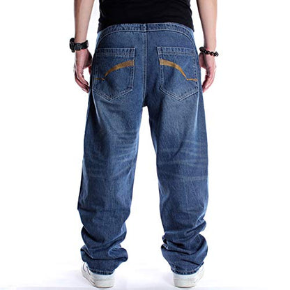 Ruiatoo Men's Classic Baggy Jeans Daily Loose Denim Jeans Hip Hop Dance Jogging Long Casual Pants