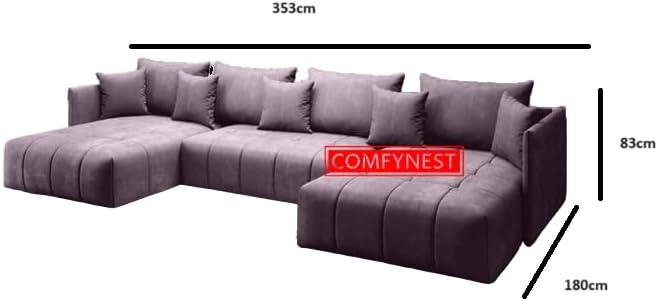 Comfynest Deluxe U-Shape Sectional Sofa Modern Living Room Elegance Spacious Comfort and Stylish Design (Warm Beige)