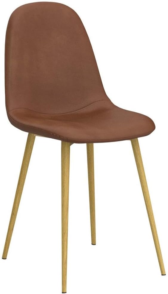 Mahmayi HYDC001 Set of 2 Washable PU Cushion Seat Back Dining Chairs in Elegant Brown - Stylish and Comfortable Seating for Home Dining Spaces