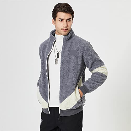 AMDMG Jacket Winter Warm Fleece Hoodies Men Zipper Jacket Thick Mens Hooded Sweatshirt Male Warm Fur Liner Sportswear Tracksuits (Color : Gray, Size : M)