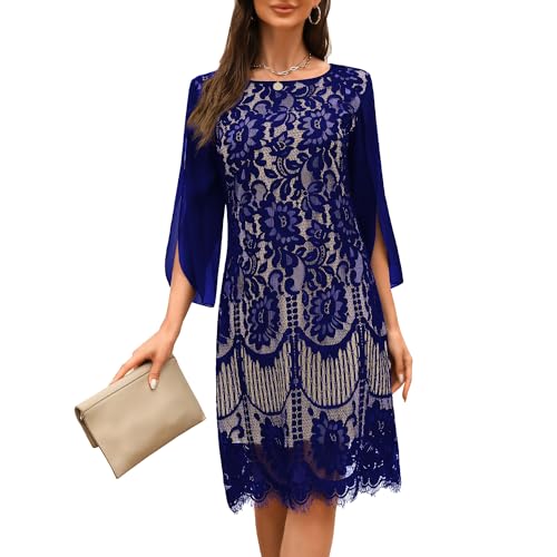 Wedding Guest Dresses for Women,Cocktail Dress,Dresses for Weddings as a Guest, Lace Chiffon Evening Dress