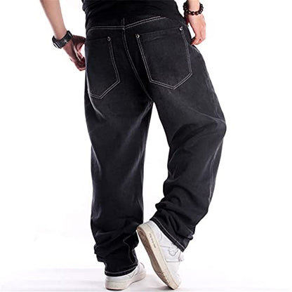 LUOBANIU Men's Vintage Hip Hop Style Baggy Jeans Denim Loose Fit Dance Skateboard Pants