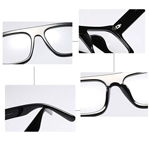 Jurchio Unisex Stylish Square Non-prescription Eyeglasses Glasses Flat Top Big Eyeglass Frames Large lens Clear Lens Eyewear