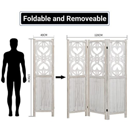 BPA® Wood Room Divider, Freestanding Room Divider 3 Panels, Decorative Room Dividers, 0.03x28.96x28.96 cm