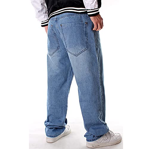 EnllerviiD Men's Relaxed Fit Classic Jeans - Loose Fashion Baggy Comfort Plain Hip Hop Denim Pants