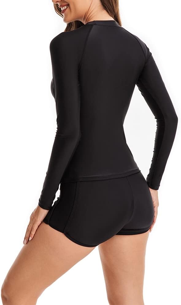 CCAKXCJJ Womens Two Piece Rash Guard Long Sleeve Swimsuit UV UPF 50+ Zipper Athletic Swimwear Sports Surfing Bathing Suit