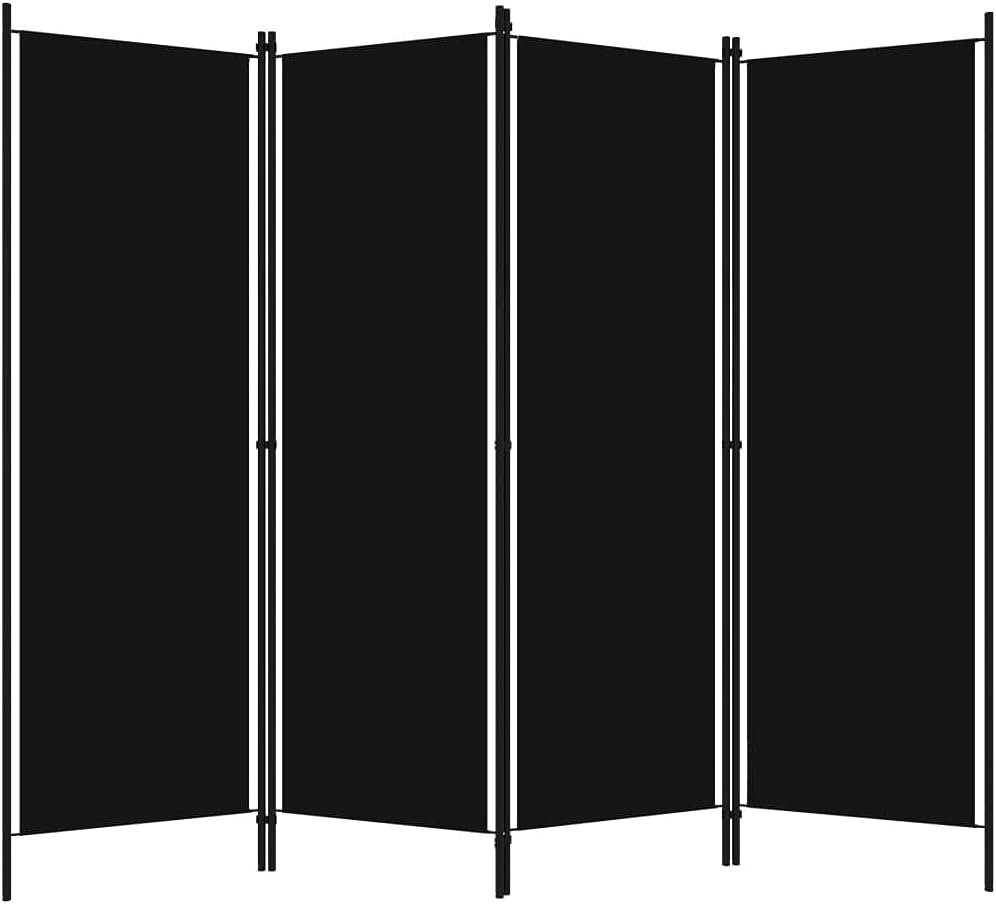 vidaXL 3-Panel Room Divider Folding Panel Screen Movable Partition Privacy Separator Wall Furniture Indoor Bedroom Office Black 150x180 cm