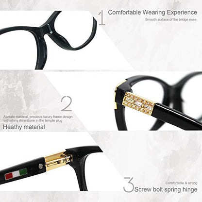 Eyeglases Women vintage eyewear design non prescription frames with rhinestone eyeglases