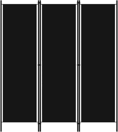 vidaXL 3-Panel Room Divider Folding Panel Screen Movable Partition Privacy Separator Wall Furniture Indoor Bedroom Office Black 150x180 cm