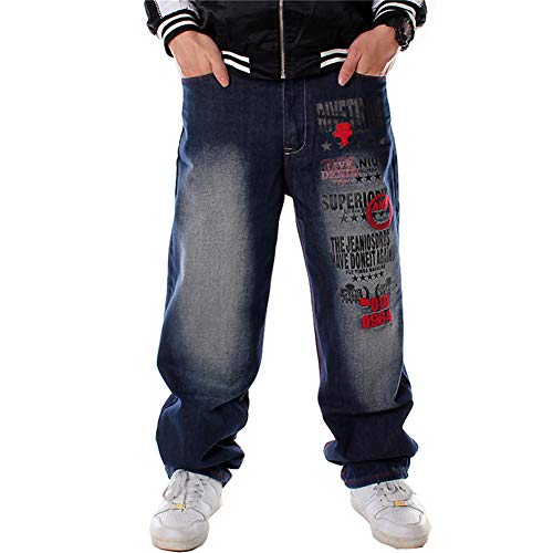 LUOBANIU Men's Vintage Hip Hop Style Baggy Jeans Denim Loose Fit Dance Skateboard Pants