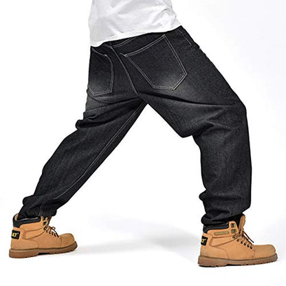 LUOBANIU Men's Vintage Hip Hop Style Baggy Jeans Denim Loose Fit Dance Skateboard Pants