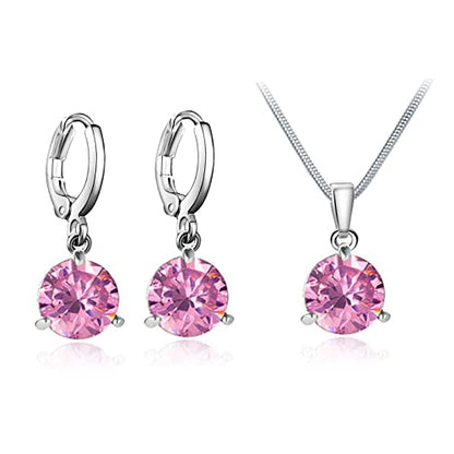 Jewelry Set Heart Pendant Necklace and Earrings Set Cubic Zirconia Jewellery for Women