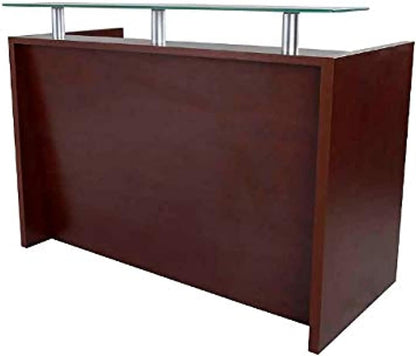 Mahmayi REC-2 Designer Reception Desk For Office Space, Front Office Desk (White-Coco Bolo)