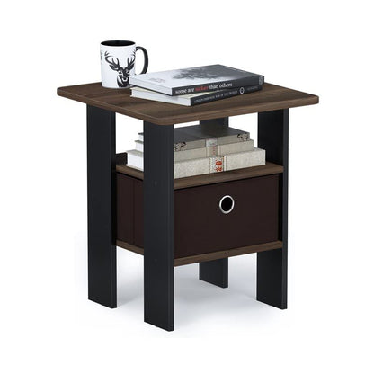 Furinno Andrey End Table/Side Table/Night Stand/Bedside Table with Bin Drawer, Dark Walnut, Andrey, 11157DWN, 1 Pack