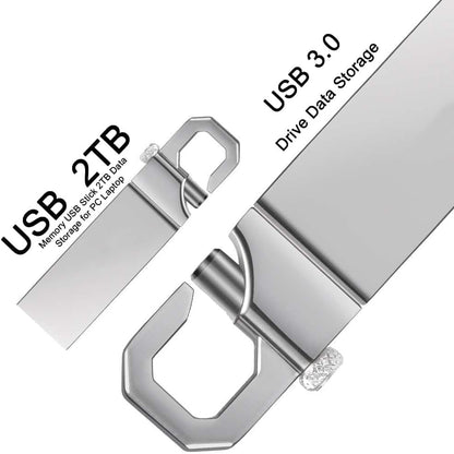 USB Flash Drive 2 TB - 2000 MB Flash Drive Large Storage - Memory USB Stick 2TB Data Storage for PC Laptop - High-Speed Thumb Drive Waterproof Memory Stick Metal USB Drive Data Storage+