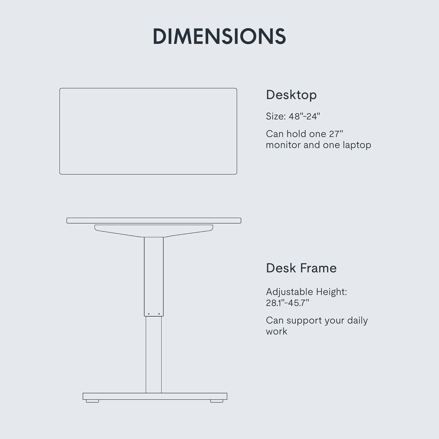 Flexispot 55 X 28 Inches Electric Stand Up Metal Desk Workstation, Whole Piece Desk Board Home Office Computer Standing Table Height Adjustable Desk Black Frame and 55 Black Top