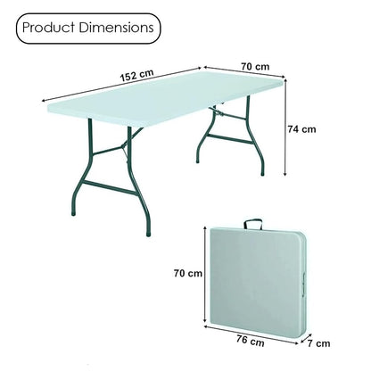 HEXAR Heavy Duty Multipurpose Folding Table Portable Folding Table Picnic Dining table Ideal for Indoor and Outdoor Events Light and Durable Convenient Carry Handle (L122 x W60 x H74 CM)