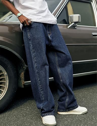 Men's Vintage Hip Hop Style Baggy Skater Jeans Denim Loose Fit Dance Skateboard Pants