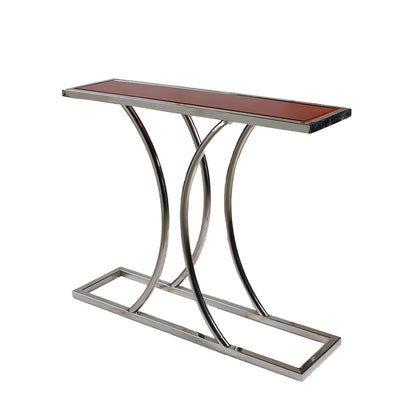 RIGID Console Table | Corner End Table with Stainless Steel Frame and Glass Top for Living Room, Office