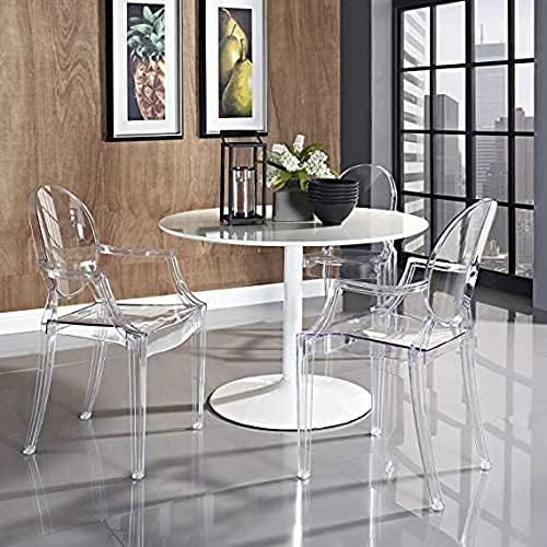 LANNY Casper Modern Acrylic Stacking Kitchen and Dining Room Chair in Clear - Fully Assembled (No Arm Chair)