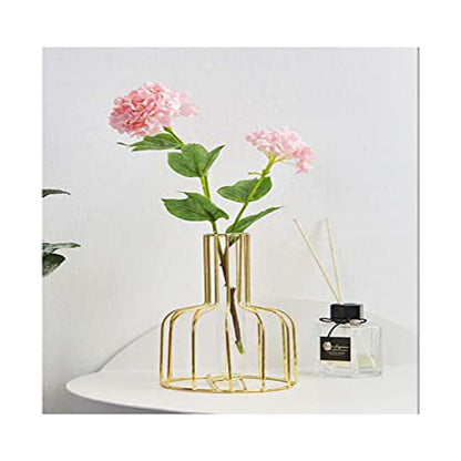 C&C Home Vase Nordic Golden Simple Vase Decoration Living Table Dining Plant Floral Vase Desktop Creative Small Fresh Dried Flower Decoration. 10x15.5cm