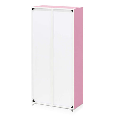 Furinno 5-Tier Reversible Color Open Shelf Bookcase, White/Pink 11055WH/PI