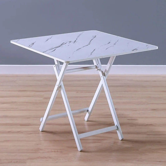 Danube Home Aldo Square Foldable Dining Table | Folding Kitchen Table | Space Saving Modern Design Furniture For Home, Living Room, Dining Room (L80Xw80Xh72Cm) - White Marble