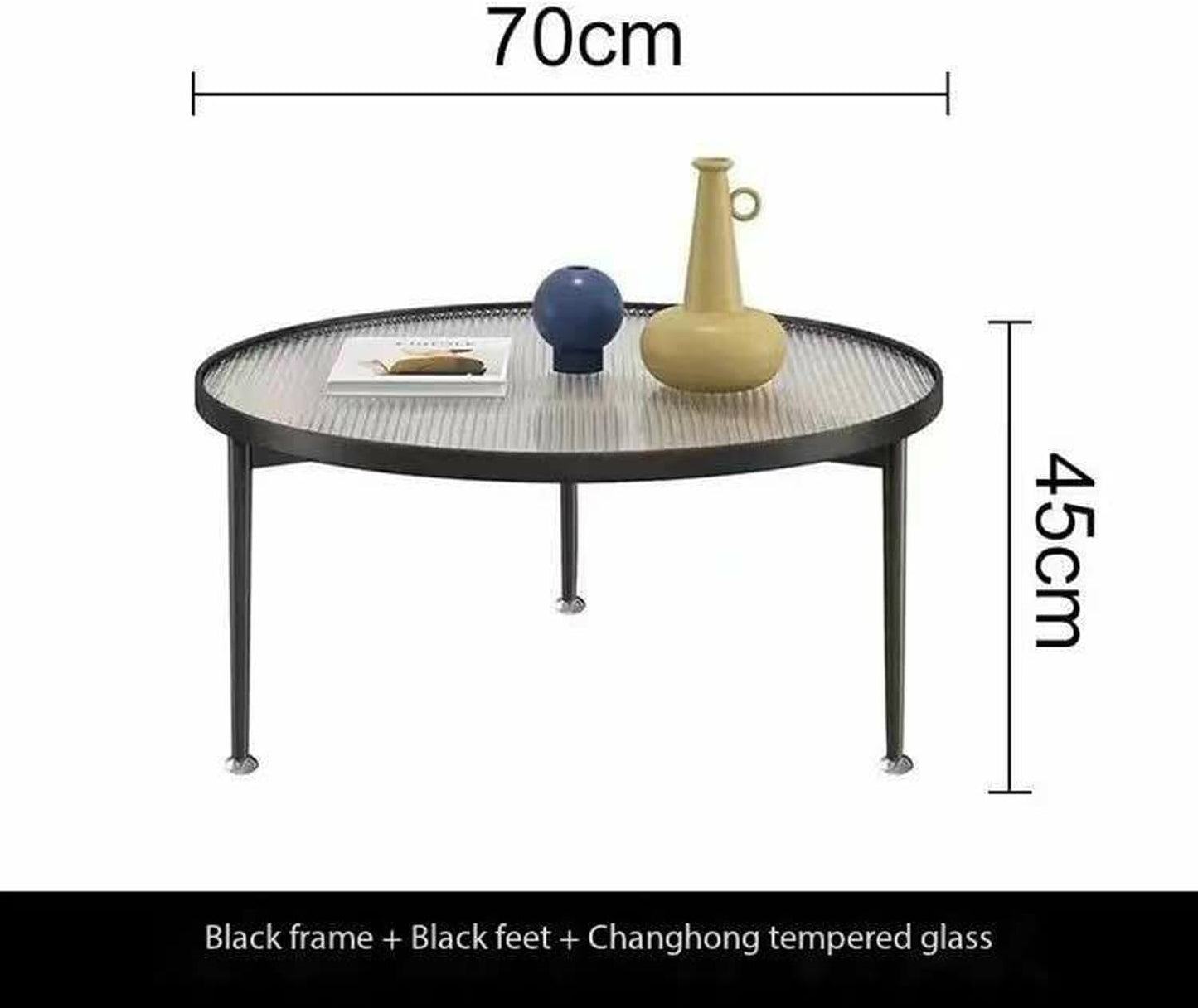 Kutis Luxury Lightweight Creative Round Tempered Glass Coffee Table Small Apartment Living Room Coffee Table Modern Matelle Minimalist Small Size Modern Tea Table 70 x 45 cm.