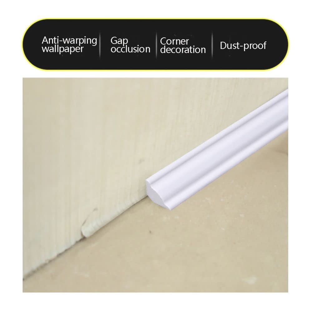 PVC Quadrant Trim,Skirting Board,Moulding Trim,Plastic Wall Corner Decoration Edging Strip Self Adhesive,Caulk Strip,Laminate Beading Anti-Mold Skirting Board,(5 Meters Long,27mm*20mm)