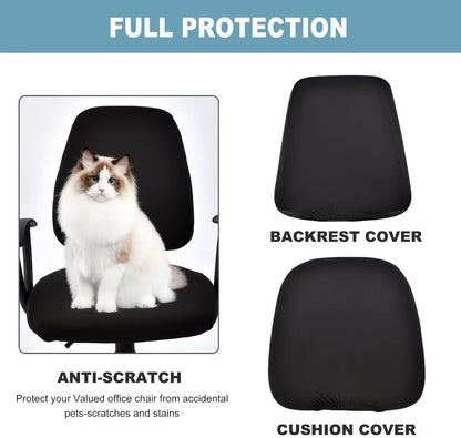 SARAFLORA Polyester Solid Stretch Washable Computer Chair Slipcovers for Universal Rotating for Boss, Office Chair (Large, Black)