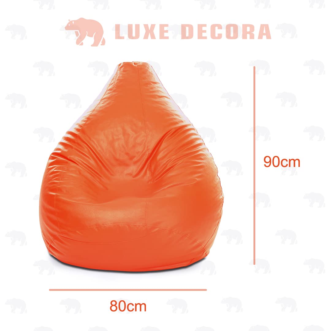 Luxe Decora PVC Bean Bag with Filling (X-Large, Beige)