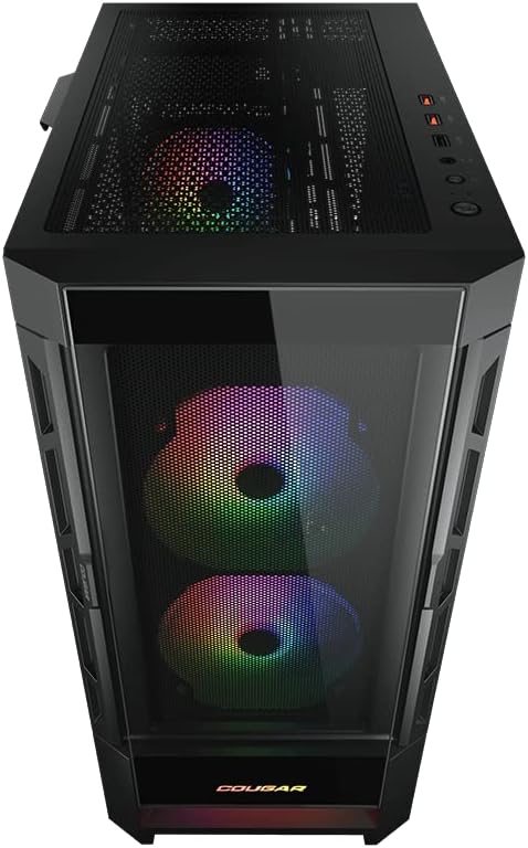 COUGAR DUOFACE RGB MID-TOWER GAMING PC CASE, 2 X 140MM ARGB FANS, 1 X 120MM ARGB FAN, UNBEATABLE COOLING PERFORMANCE, TEMPERED GLASS - BLACK