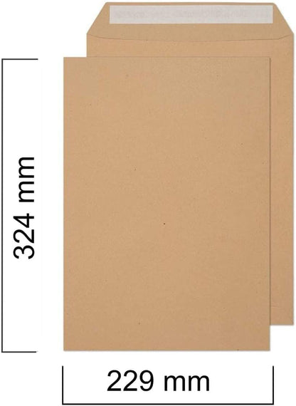 MARKQ A4 Brown Envelopes, 324 x 229 mm Self Sealing Mailing Envelope for Posting mailing Home Office and Ecommerce, 80gsm, pack of 50