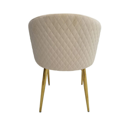 VANITY LIVING Modern Dining Chair Set of 2 with Cream Velvet Fabric, 79.6cm Armchair For Living & Dining Room Furniture, Accent Chair with Gold Metal Legs