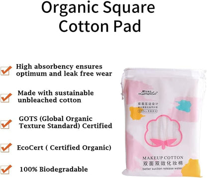 Premium 3 Layered Absorbent Cotton Pads| Natural Makeup, Facial and Nails Cotton Cleansing Pads Square (222 Count)