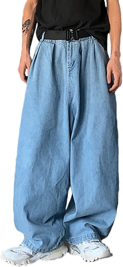 Nutirangee Men's Loose Fit Baggy Jeans Casual Streetwear Wide Leg Hip Hop Oversized Denim Pants