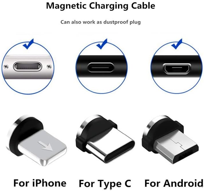 Fast Charging 3 in 1 Magnetic Phone Cable Type C Micro 8Pin USB Magnetic Fast Charging Data Cable (Red)