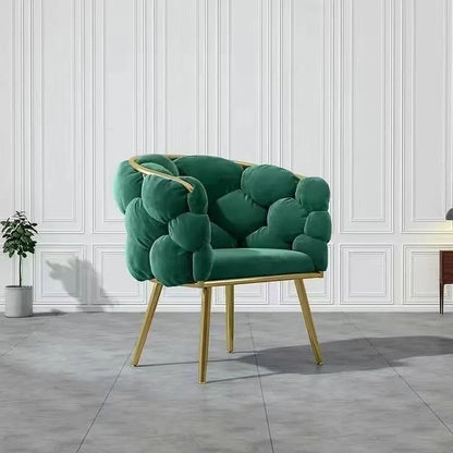 LIMOS Makeup Vanity Chairs Stool with Backrest,Modern Dining Chairs with Gold Metal Legs, Elegant Tufted Back Vanity Chair for Bedroom，Beauty Room (Dark green)